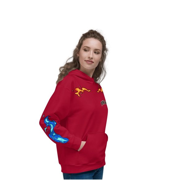 PokeGang Unisex Red Long Sleeve Kangaroo Pocket Pullover Classic Fit Trio Hoodie - Picture 5 of 5